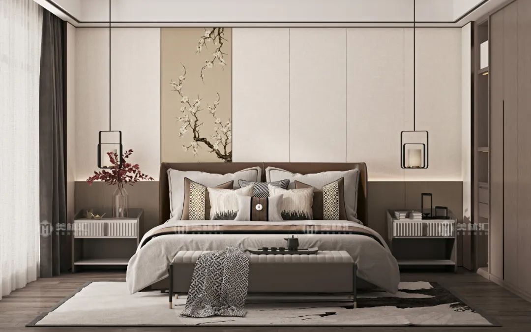 جميل ، نبل! 7 أنواع جديدة من تصميم جدار خلفية غرفة النوم النمط الصيني
